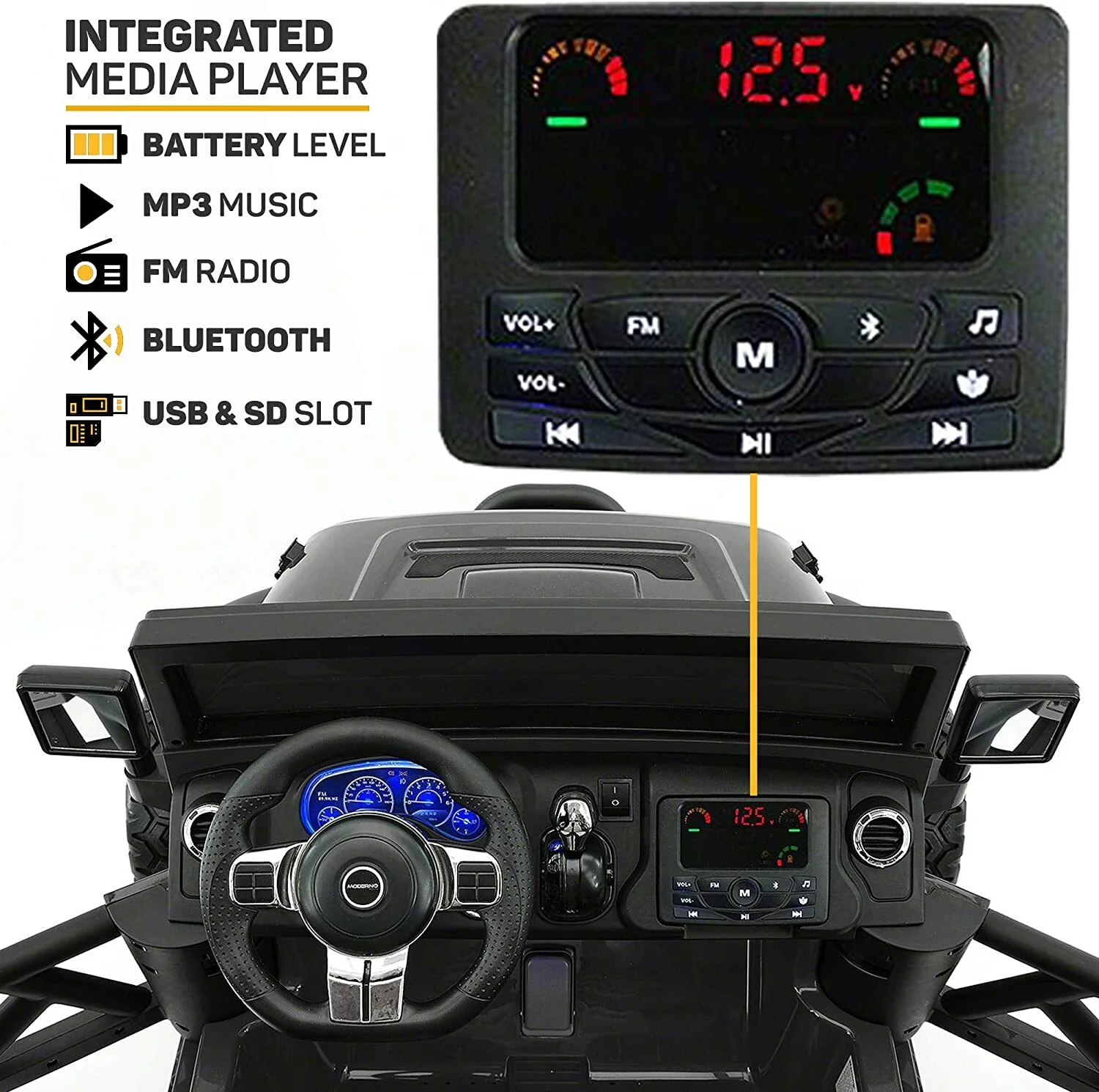 12V Battery Powered Kids Ride-On Truck Jeep with Dual Motors and Remote Control - Image 6