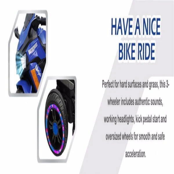 12V Battery Powered Kids Electric Motorbike with LED Light and Ride-On Motorcycle Design - Image 3