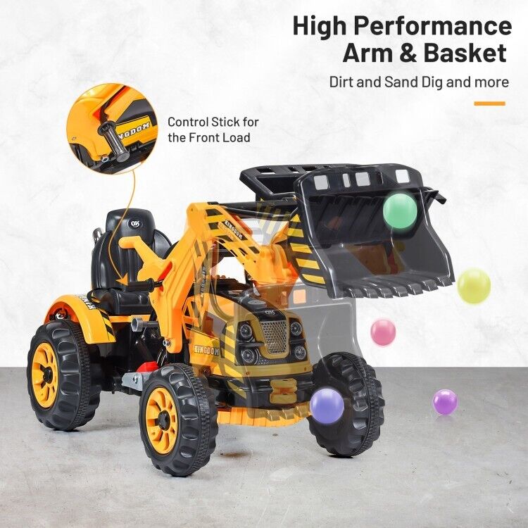 12V Battery Powered Kids Excavator Dumper Truck with Front Loader Digger - Image 10