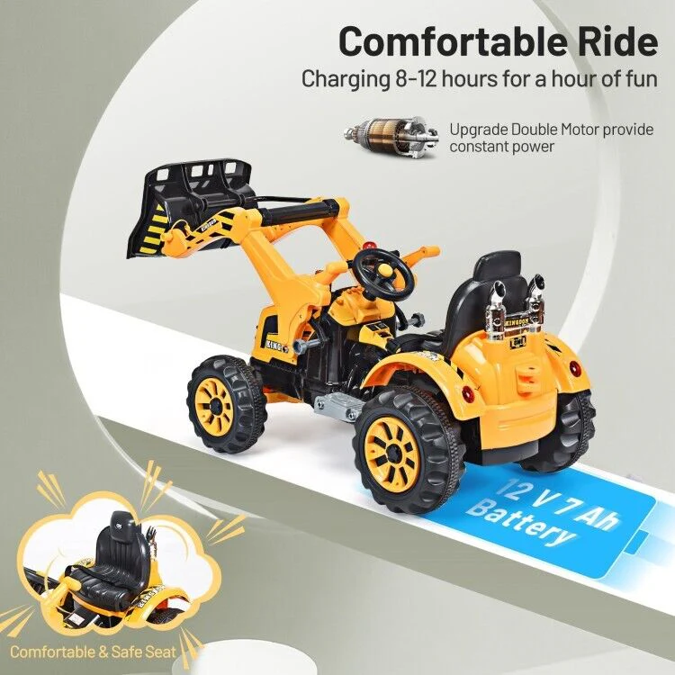 12V Battery Powered Kids Excavator Dumper Truck with Front Loader Digger - Image 12