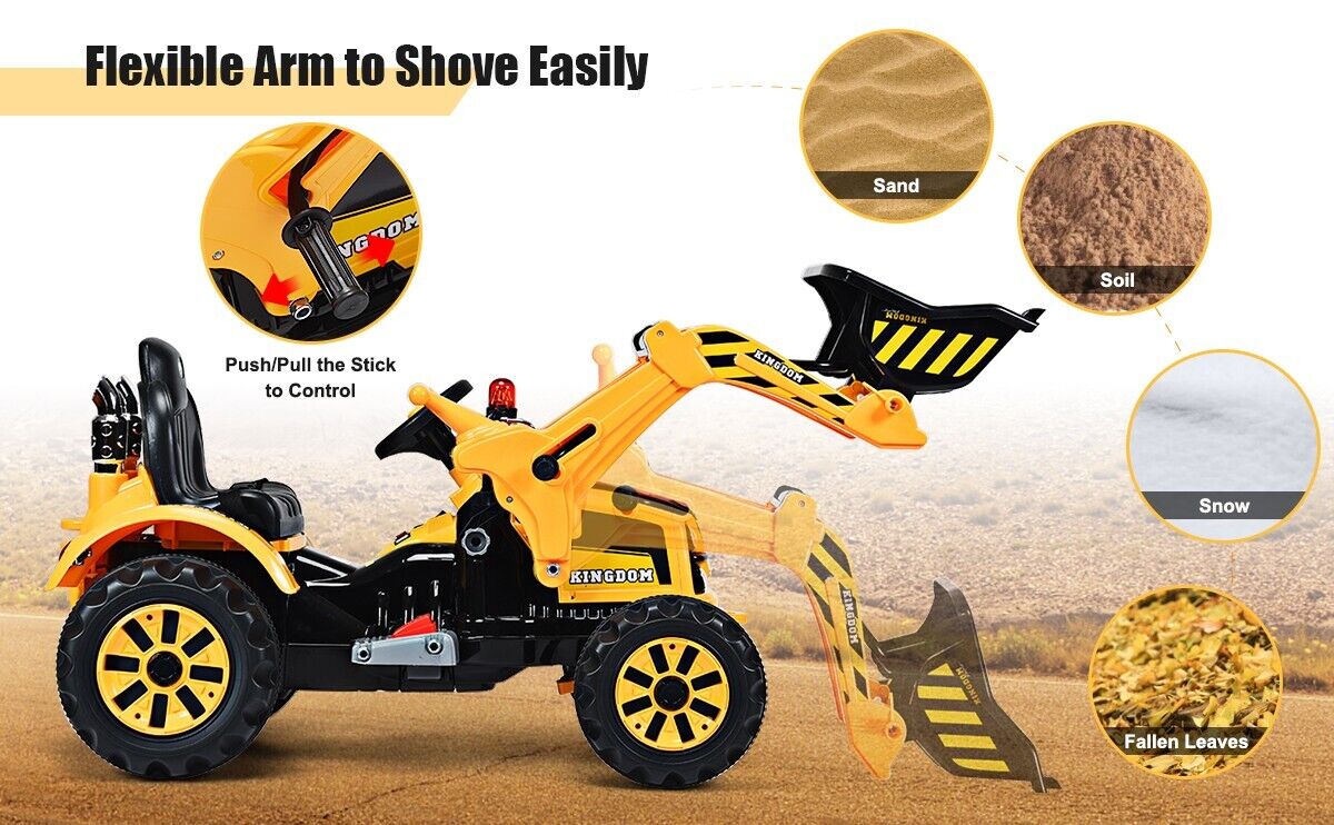 12V Battery Powered Kids Excavator Dumper Truck with Front Loader Digger - Image 15
