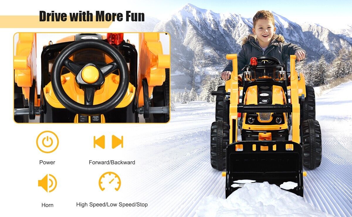 12V Battery Powered Kids Excavator Dumper Truck with Front Loader Digger - Image 16