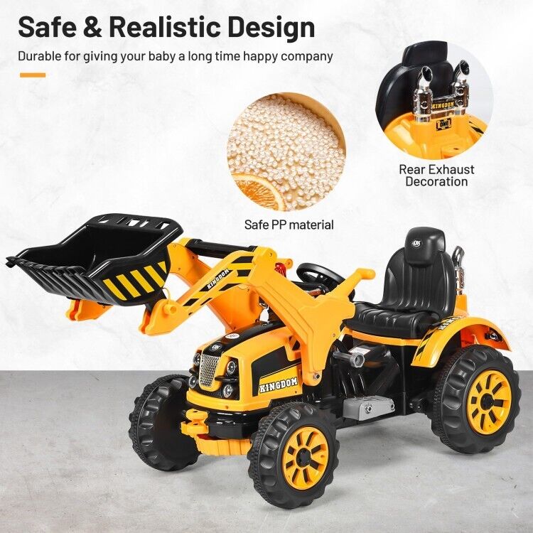 12V Battery Powered Kids Excavator Dumper Truck with Front Loader Digger - Image 3