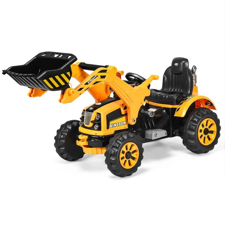 12V Battery-Powered Kids Ride-On Front Loader Excavator Dumper Truck Toy