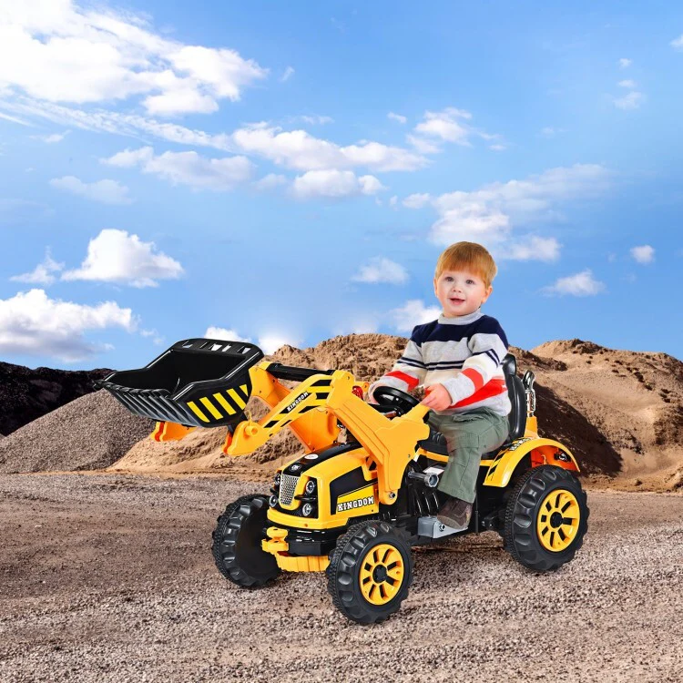 12V Battery-Powered Kids Ride-On Front Loader Excavator Dumper Truck Toy - Image 5