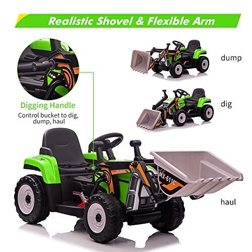 12V Battery-Powered Kids Excavator Ride-On Toy with Music and Headlights - Perfect Xmas Gift! - Image 2