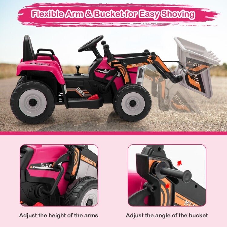 12V Battery-Powered Kids Excavator Toy with Adjustable Arm and Bucket - Image 5
