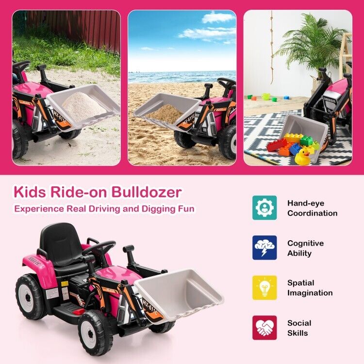 12V Battery-Powered Kids Excavator Toy with Adjustable Arm and Bucket - Image 8