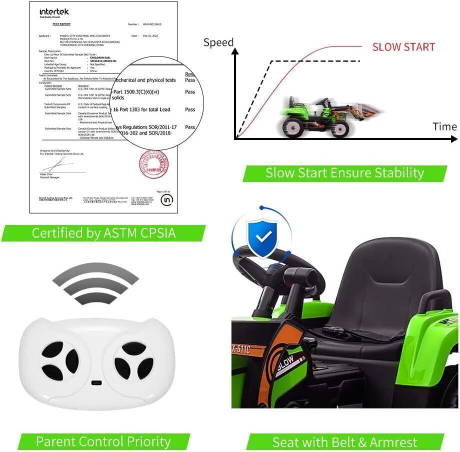 12V Battery-Powered Kids Excavator with Music, Headlight, Horn, and Remote Control - Image 10