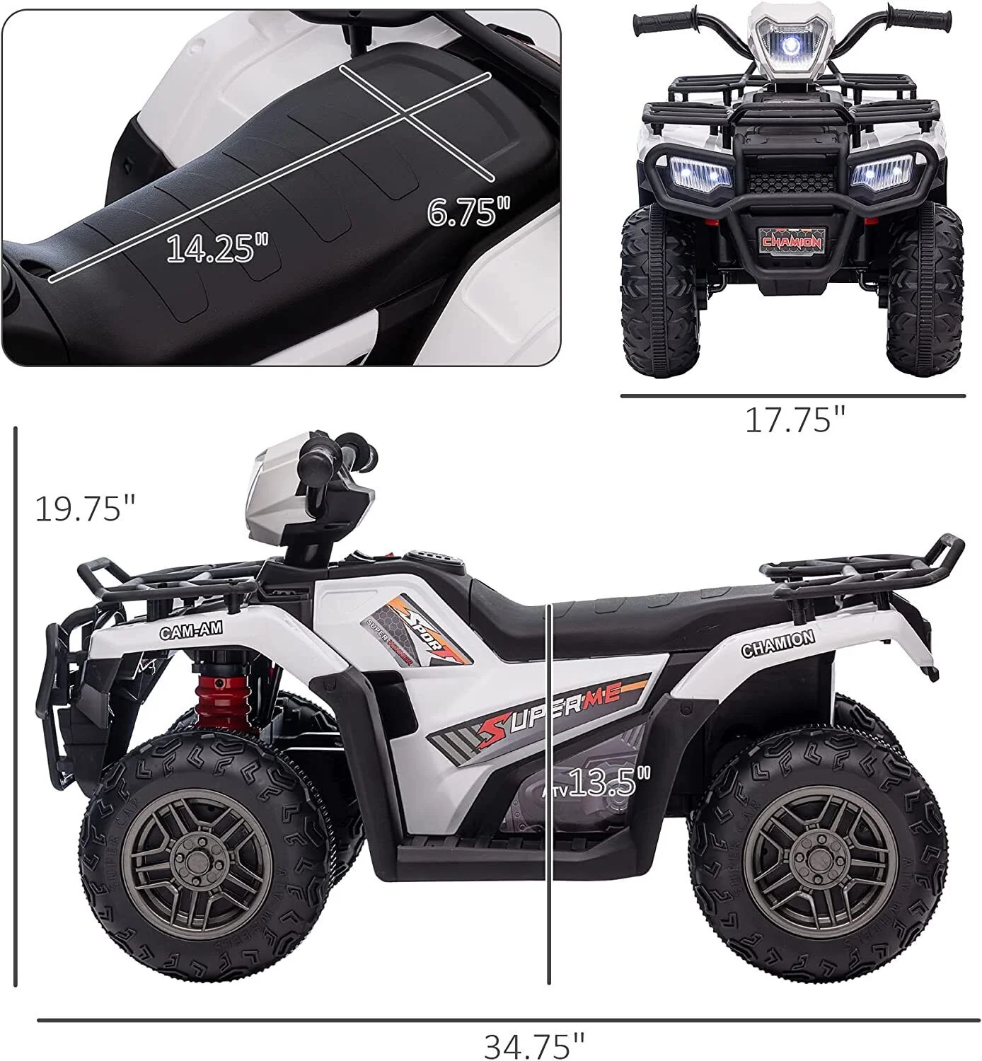 12V Battery Powered Kids Quad ATV Toy with LED Headlights - Image 22