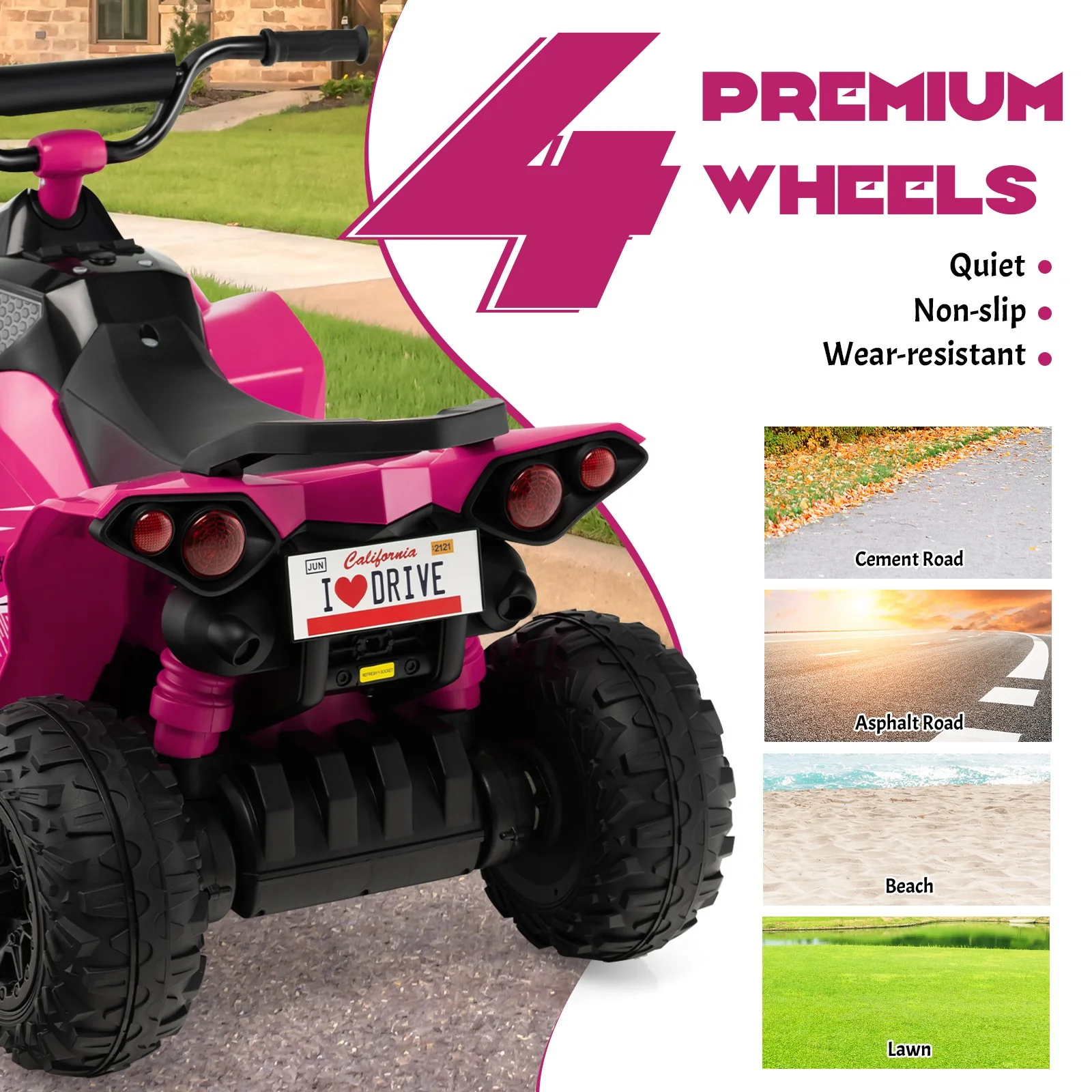 12V Battery Powered Kids Electric Ride-On ATV 4-Wheeler Quad Car with MP3 and Lights - Image 8