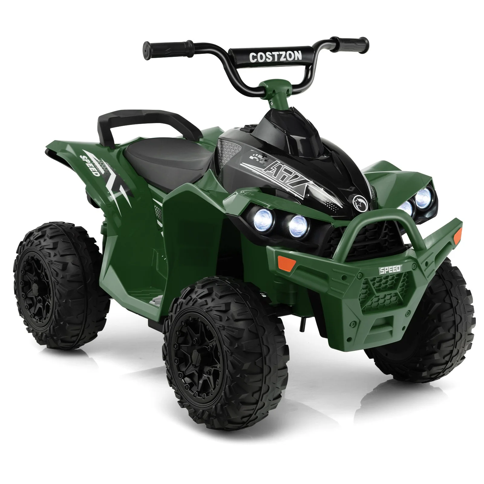 12V Battery Powered Kids Ride-On ATV with Bright Headlights and Built-in Music Green - Image 9
