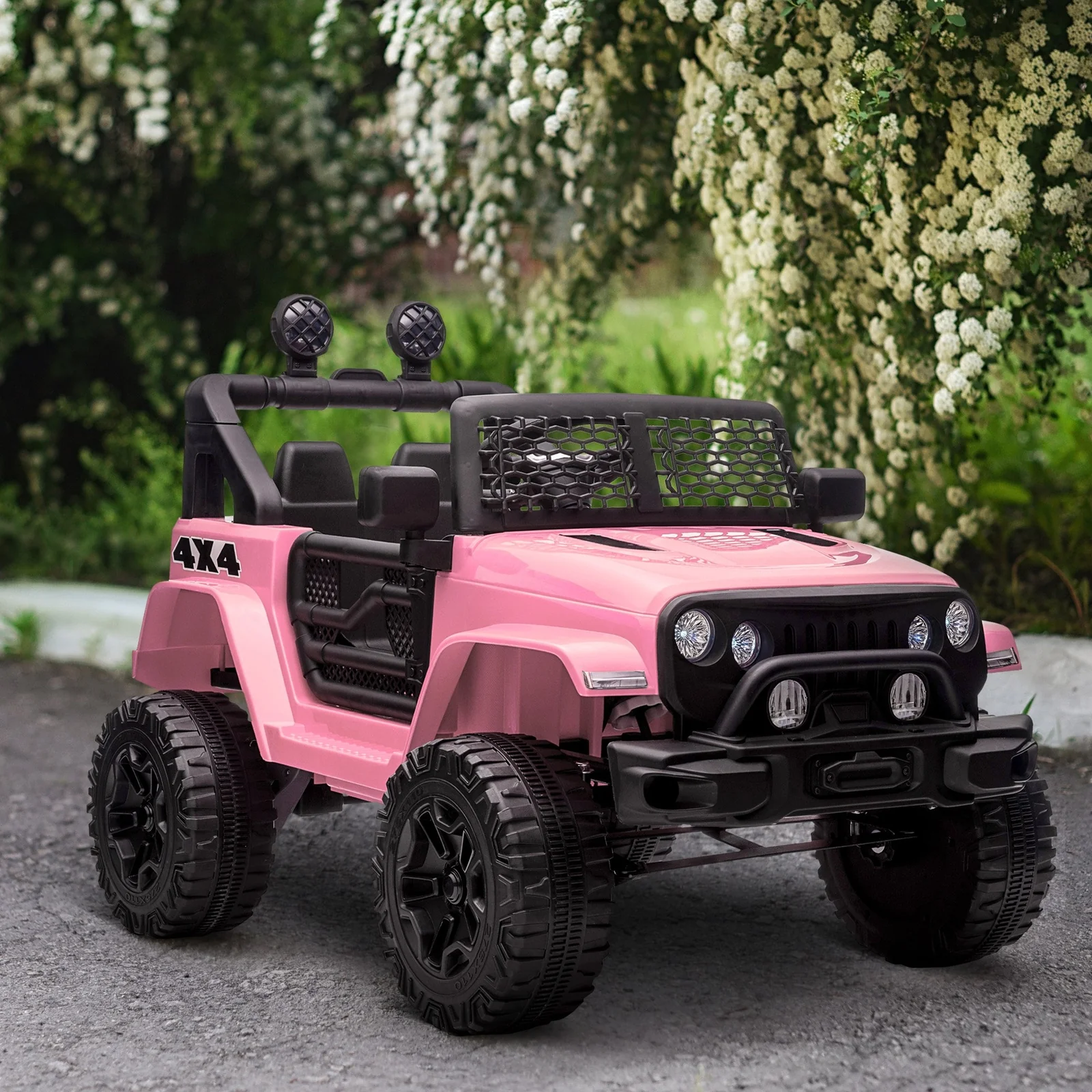 12V Battery-Powered Pink Kids Ride-On Off-Road Truck with Parent Remote Control - Image 2