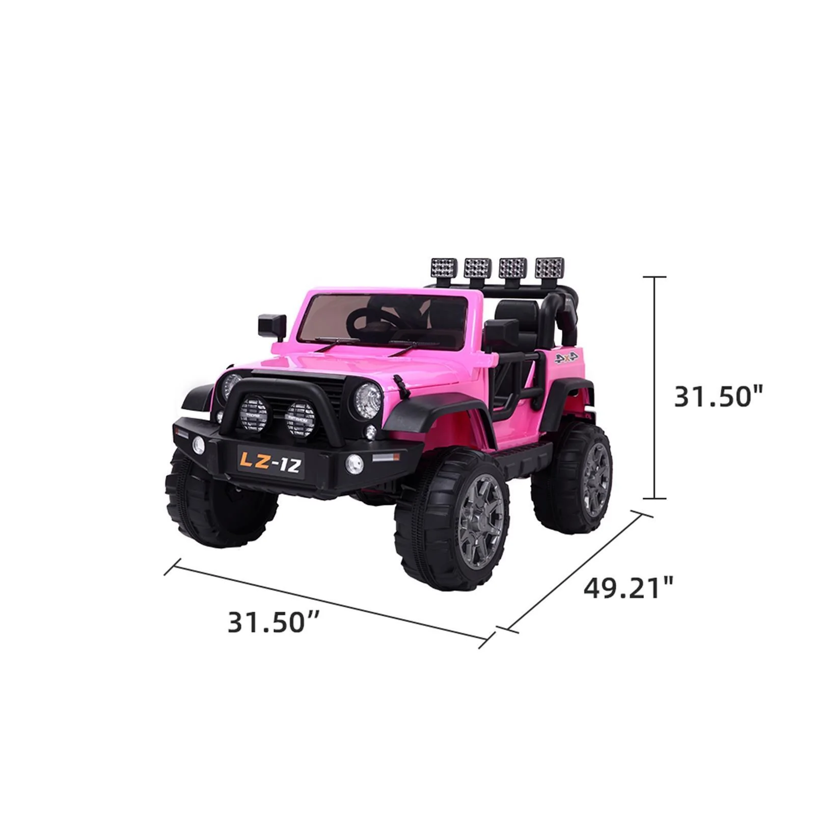 12V Battery-Powered Kids Ride-On Car with Music, Lights, and Remote Control - Pink - Image 3