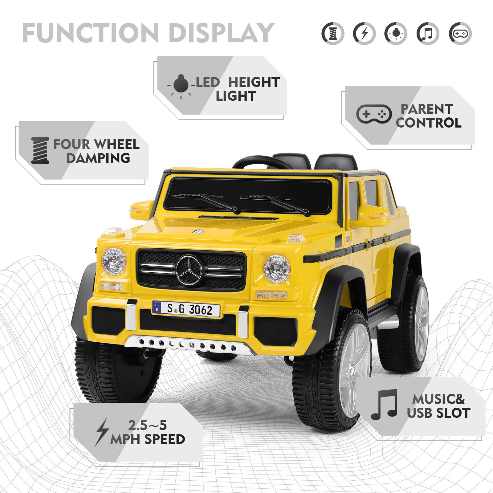 12V Battery-Powered Kids Ride-On Truck with LED Lights, Music, and Remote Control - Image 5