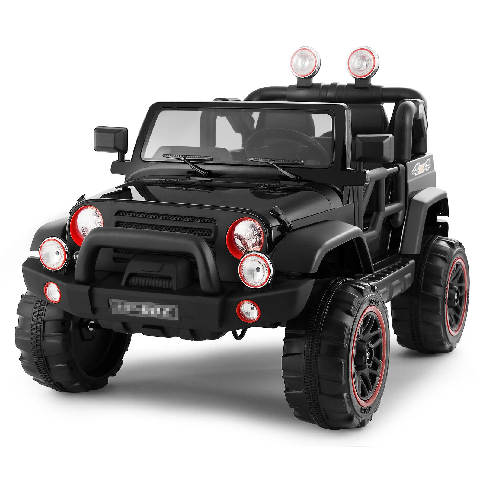 12V Battery Powered Kids Ride-On Truck with MP3, LED Lights, Remote Control, and Cover - Black - Image 3