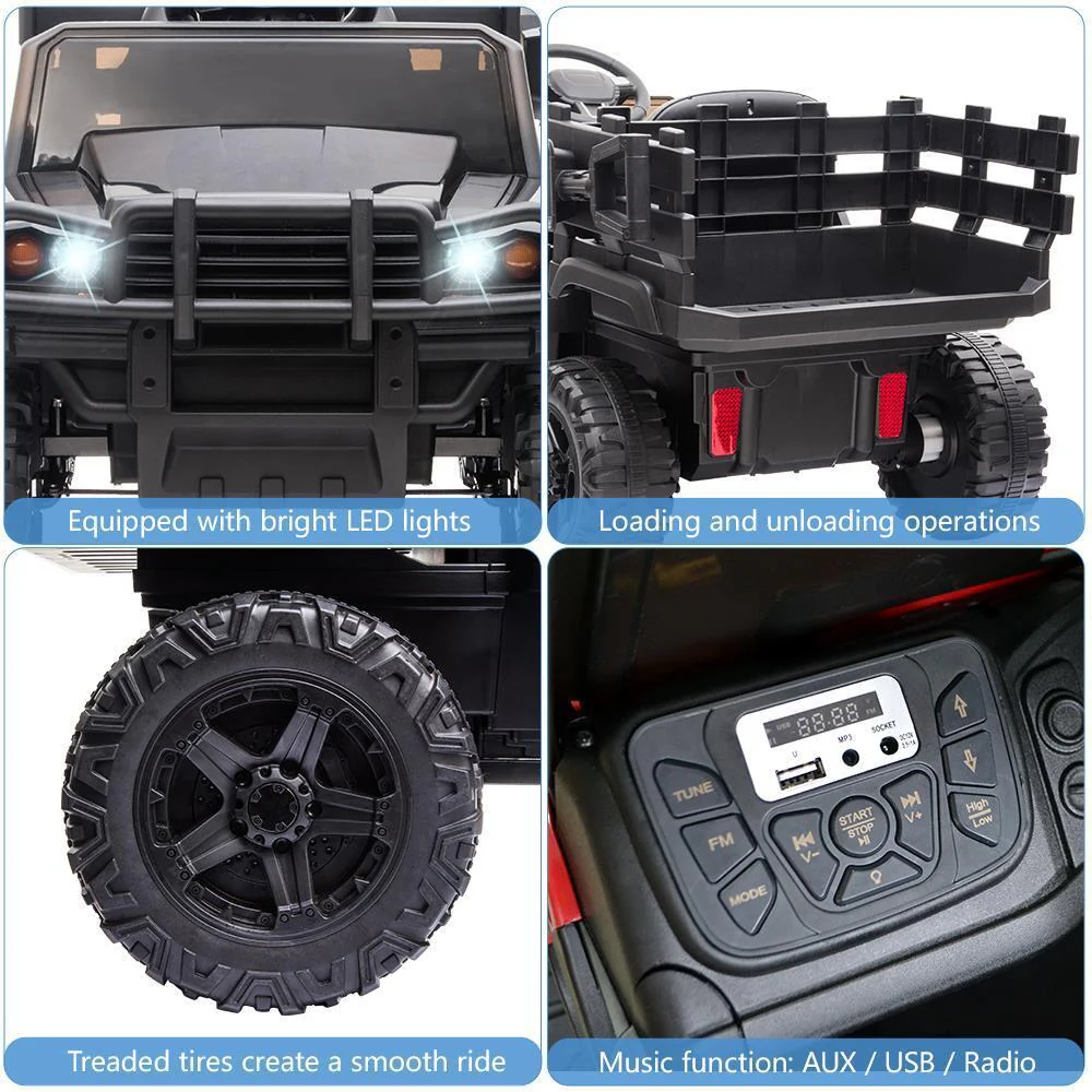 12V Battery-Powered Kids Tractor with Detachable Trailer Toy - Image 4