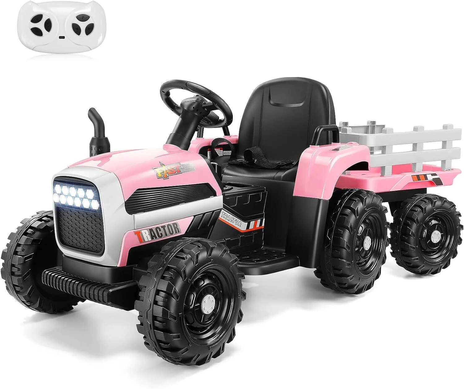 12V Battery-Powered Ride-On Tractor with Trailer and Remote Control - 2 * 30W Toy for Kids - Image 3