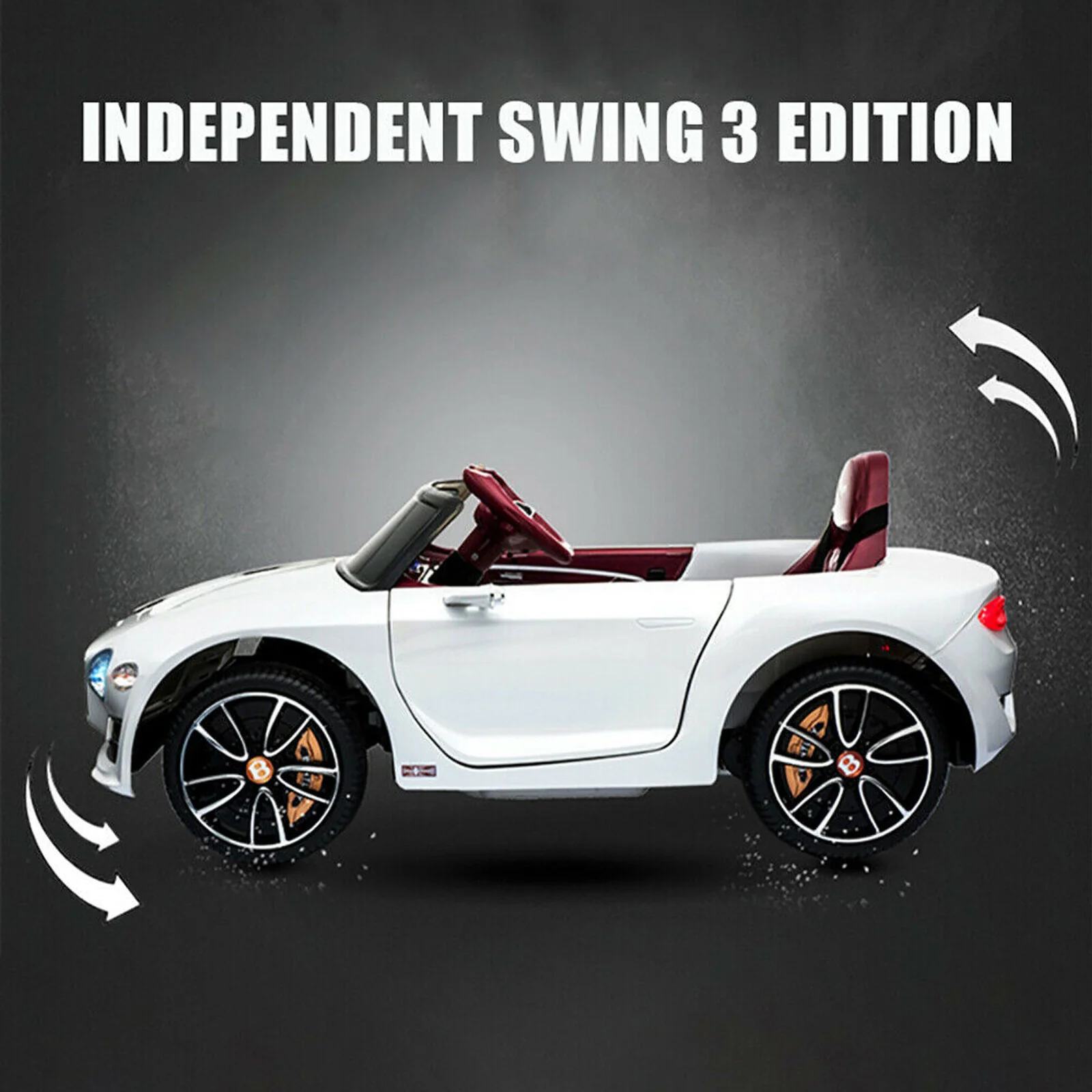 12V Bentley-Style Electric Ride-On Toy Car with Remote Control and LED Lights for Kids - Image 3