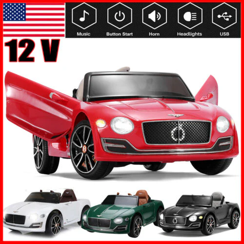 12V Bentley Style Kids Ride On Electric Toy Car with Remote Control and LED Lights - Image 2