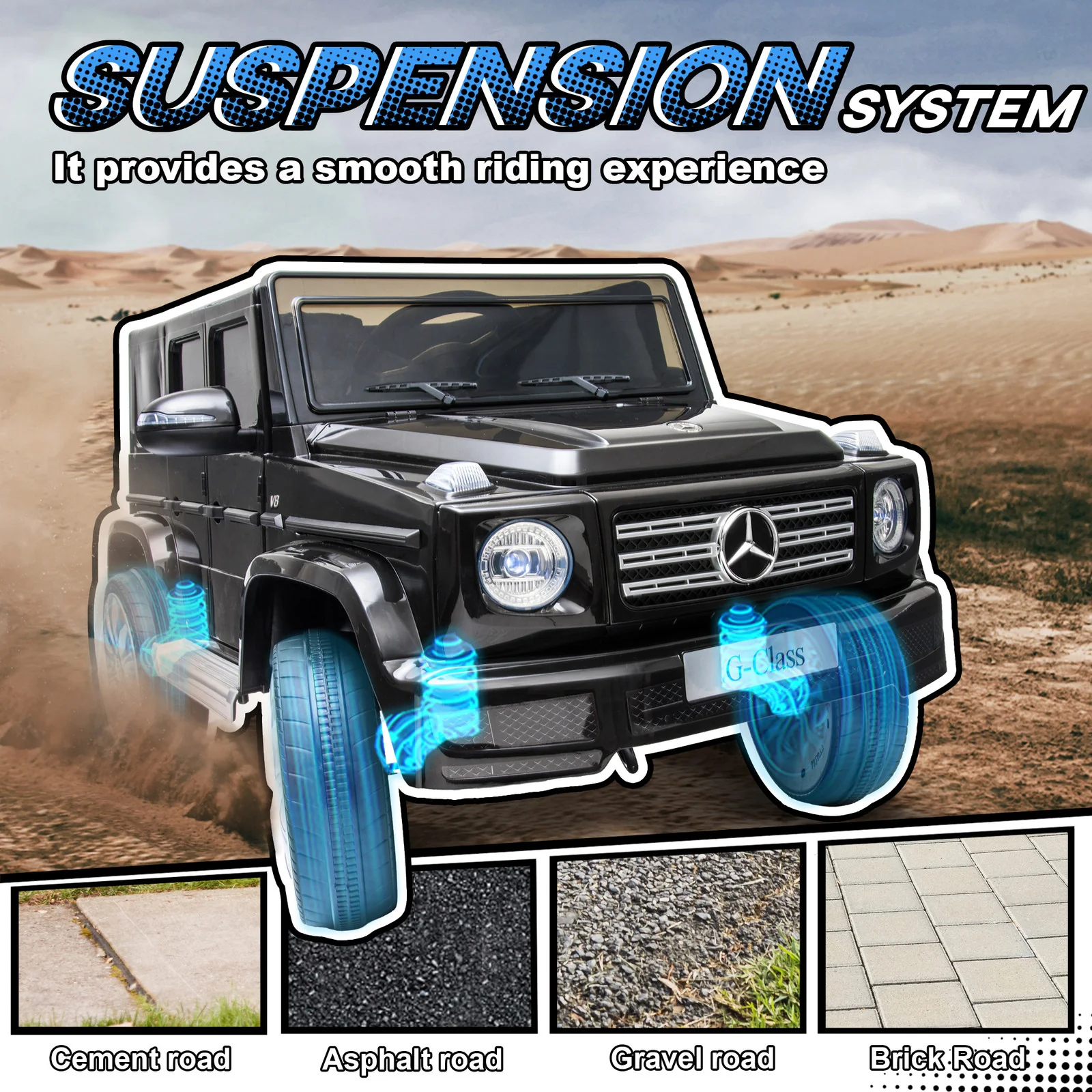 12V Licensed Kids Electric Benz G500 Car with Remote Control Black - Image 5