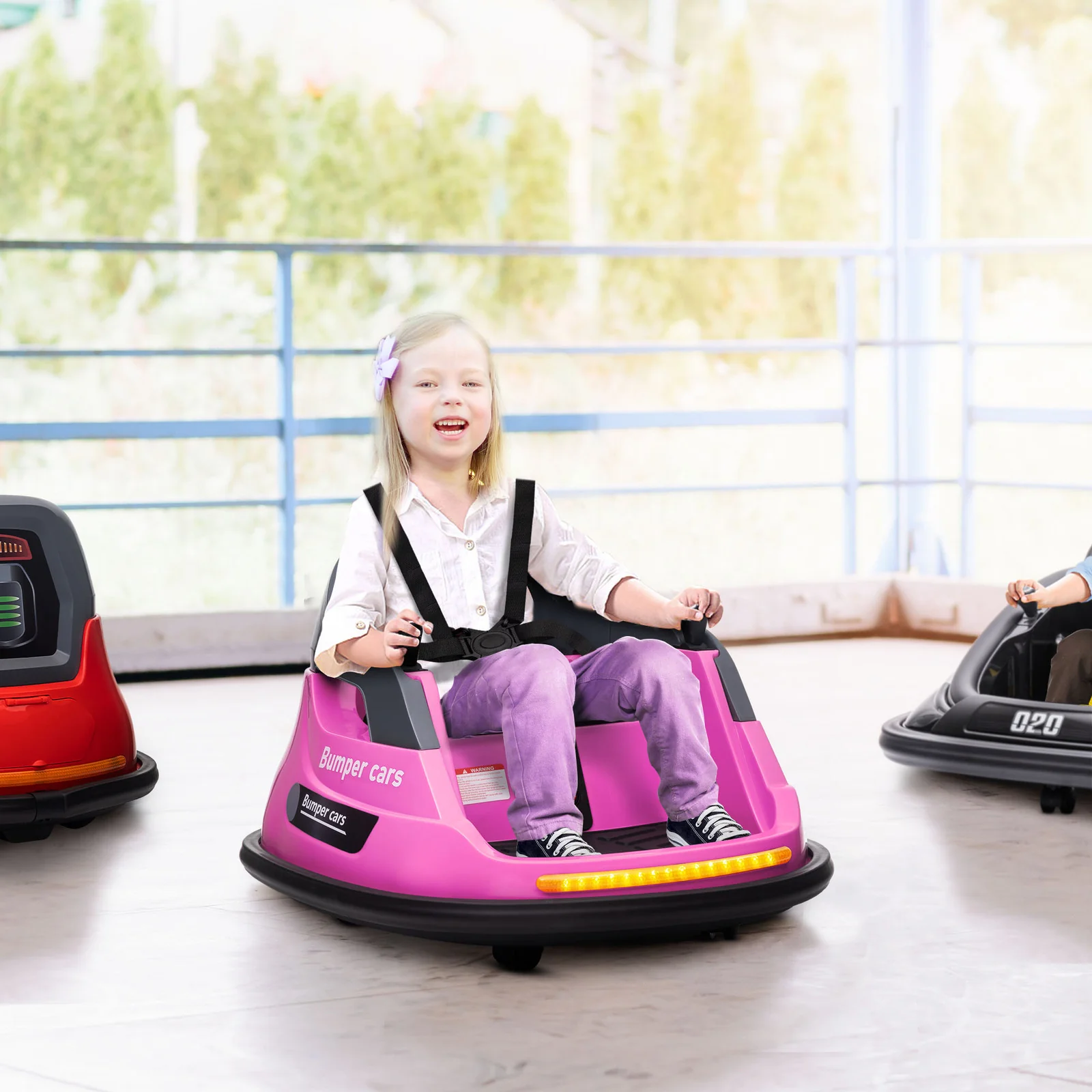 12V Pink Kids Bumper Car with 360° Rotation and Safety Belt - Image 12