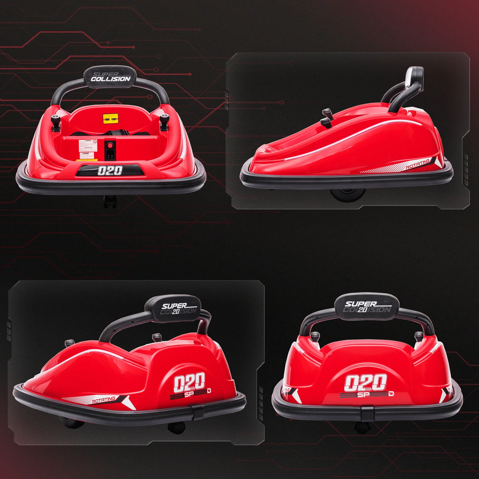 12V Red Kids Ride-On Bumper Car Toy with Parent Remote Control - Image 8