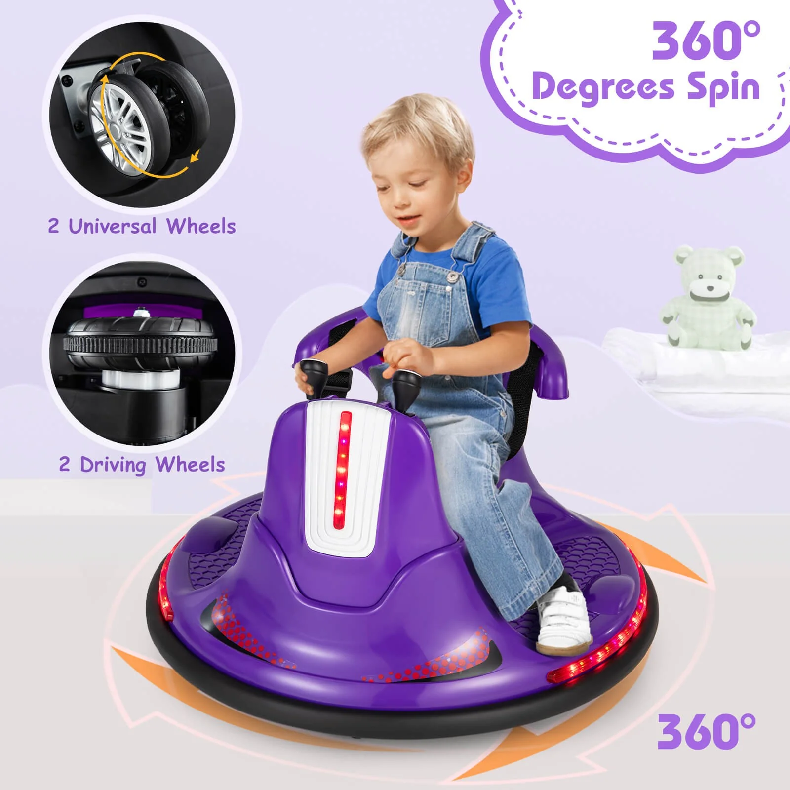 12V Electric Ride-On Bumper Car for Kids and Toddlers with 360 Degree Spin - Image 8