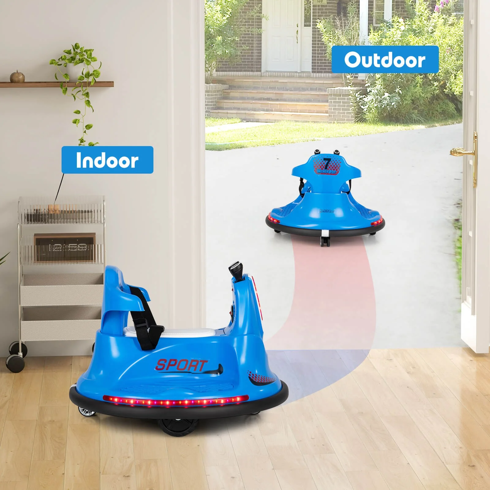 12V Electric Ride-On Bumper Car for Kids and Toddlers with 360 Degree Spin Blue - Image 9