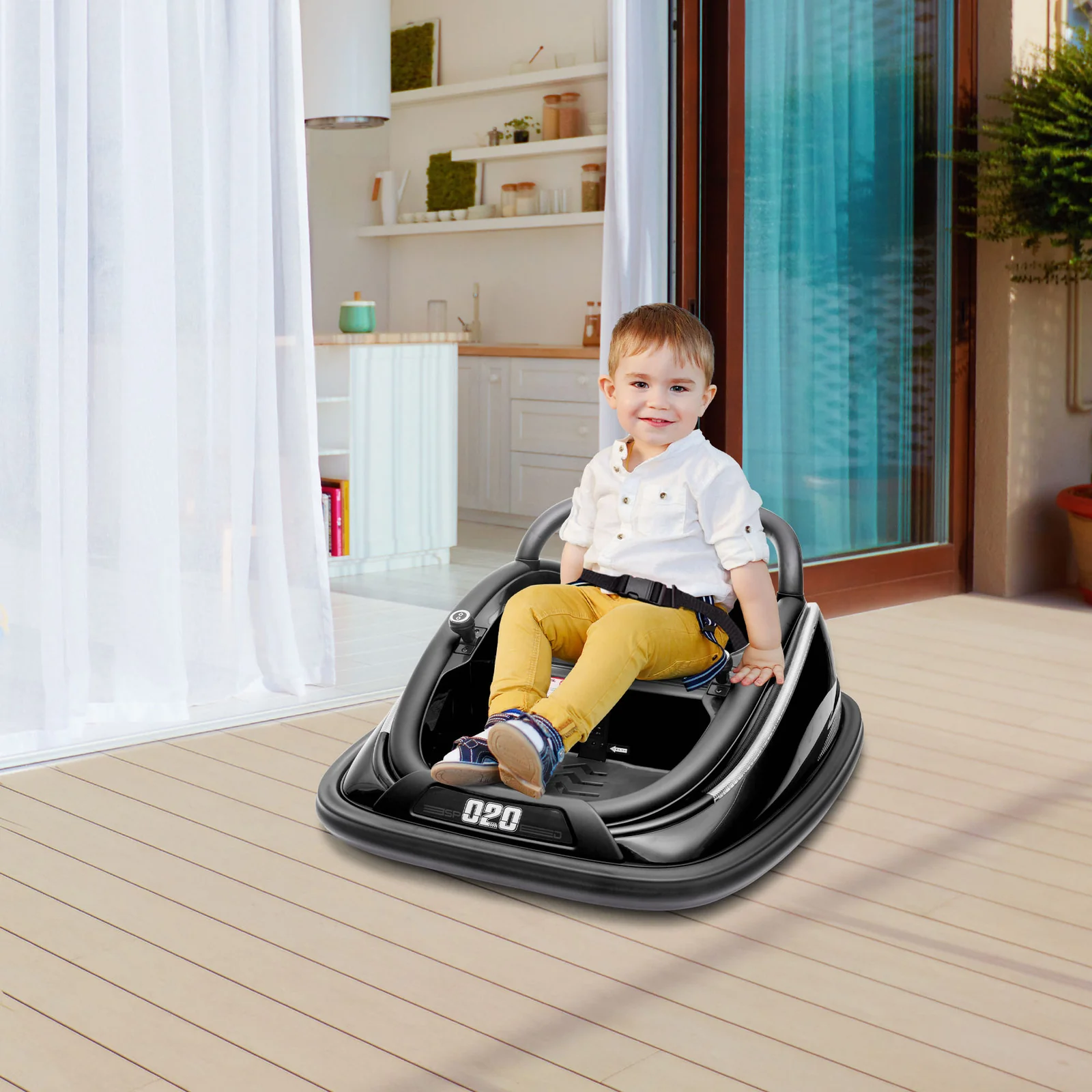 12V Black Electric Ride-On Bumper Car for Kids with Remote Control and 360° Rotation - Image 12