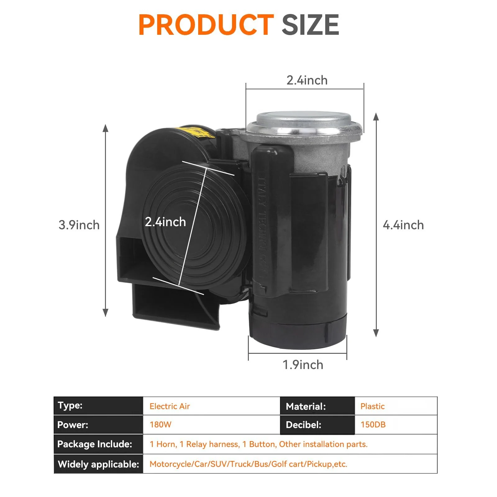 12V Compact Mini Air Horn 130dB for Car Truck Motorcycle Golf Cart - Image 2
