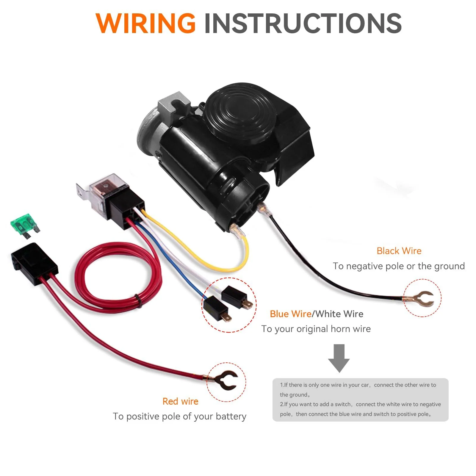 12V Compact Mini Air Horn 130dB for Car Truck Motorcycle Golf Cart - Image 4