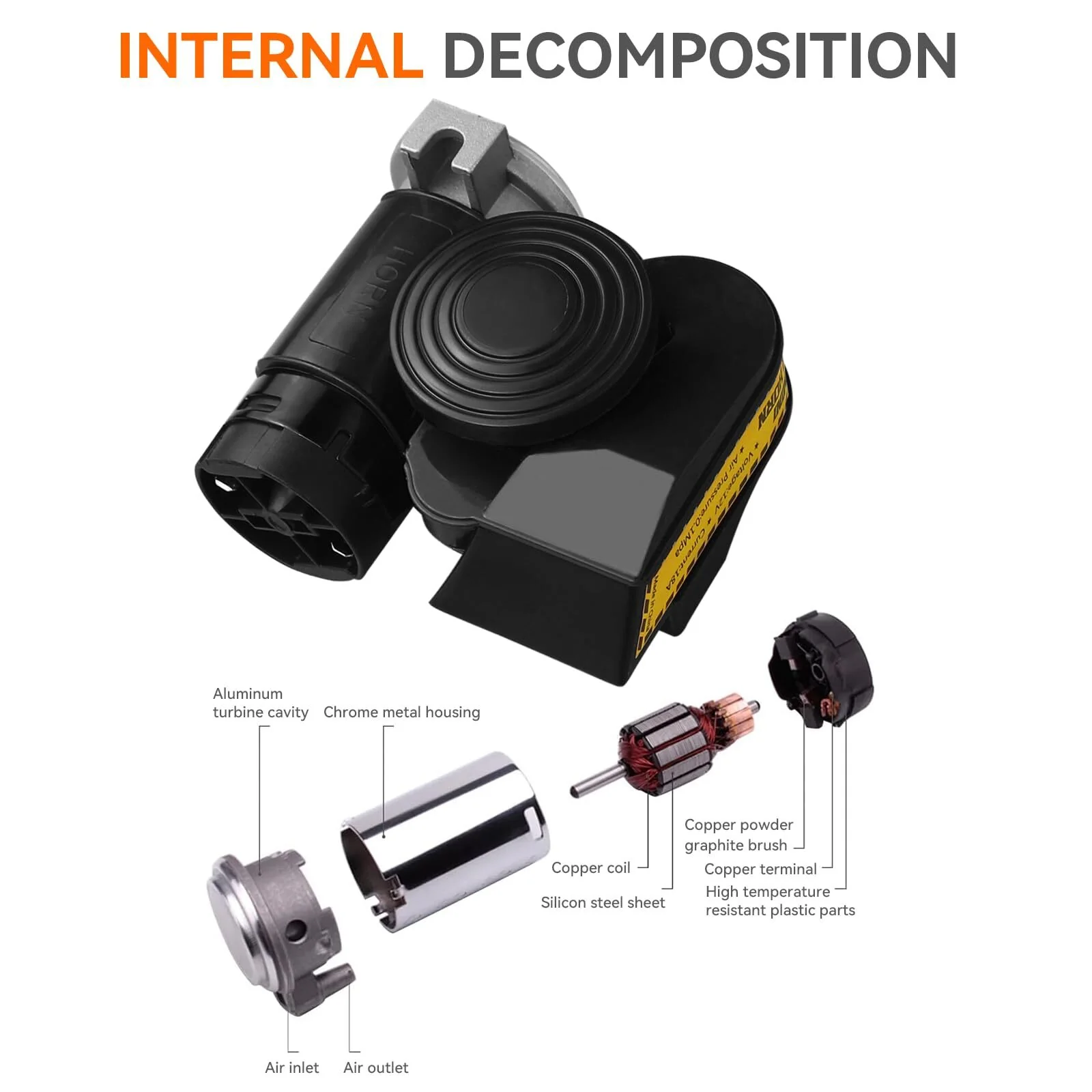 12V Compact Mini Air Horn 130dB for Car Truck Motorcycle Golf Cart - Image 6
