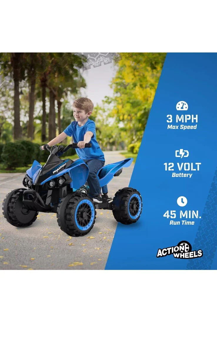 12V Blue Electric ATV Quad Cars for Kids Ages 3 to 6 - Image 12