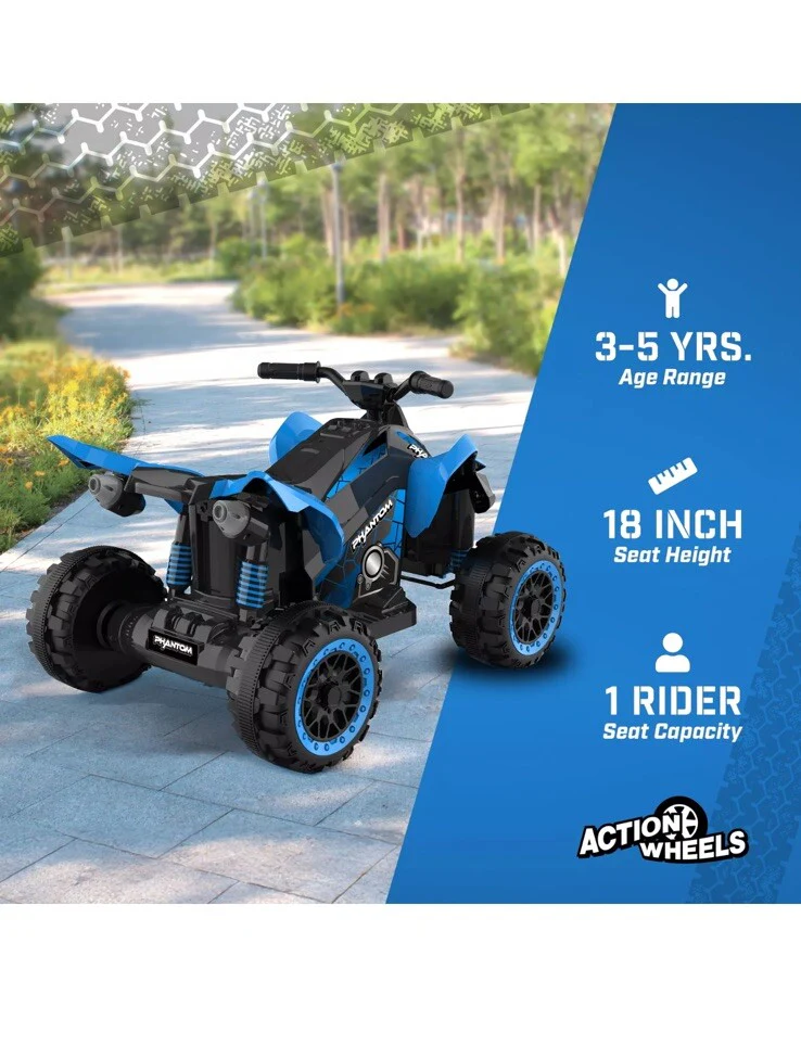 12V Blue Electric ATV Quad Cars for Kids Ages 3 to 6 - Image 2