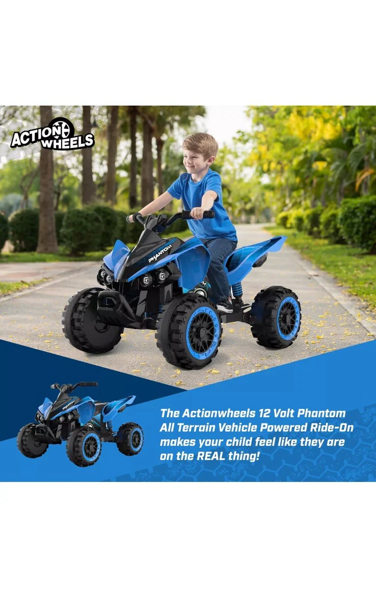 12V Blue Electric ATV Quad Cars for Kids Ages 3 to 6 - Image 4