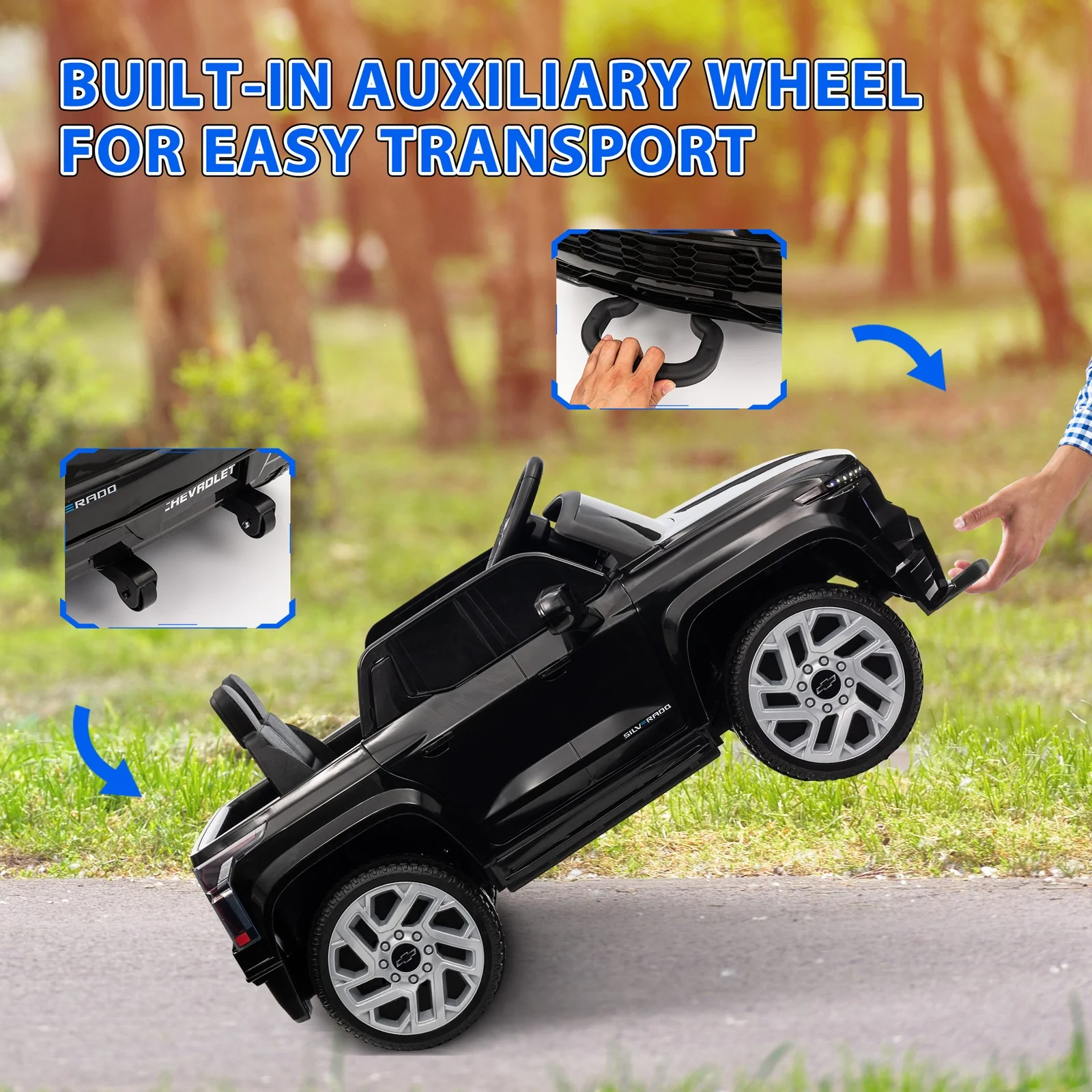 12V Licensed Chevrolet Silverado RST Kids Electric Ride-On Car Black - Image 8