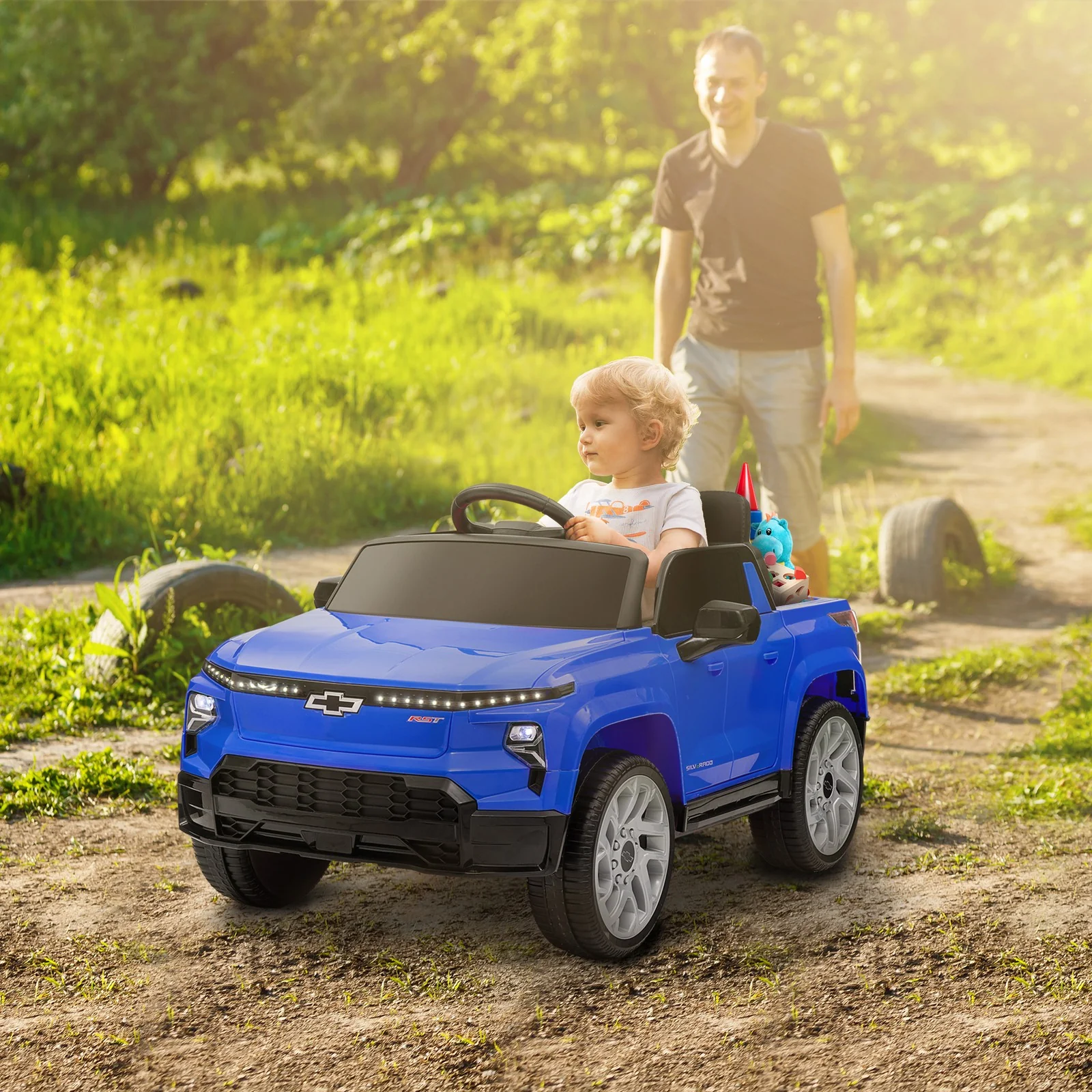 12V Licensed Chevrolet Silverado RST Kids Electric Car Blue