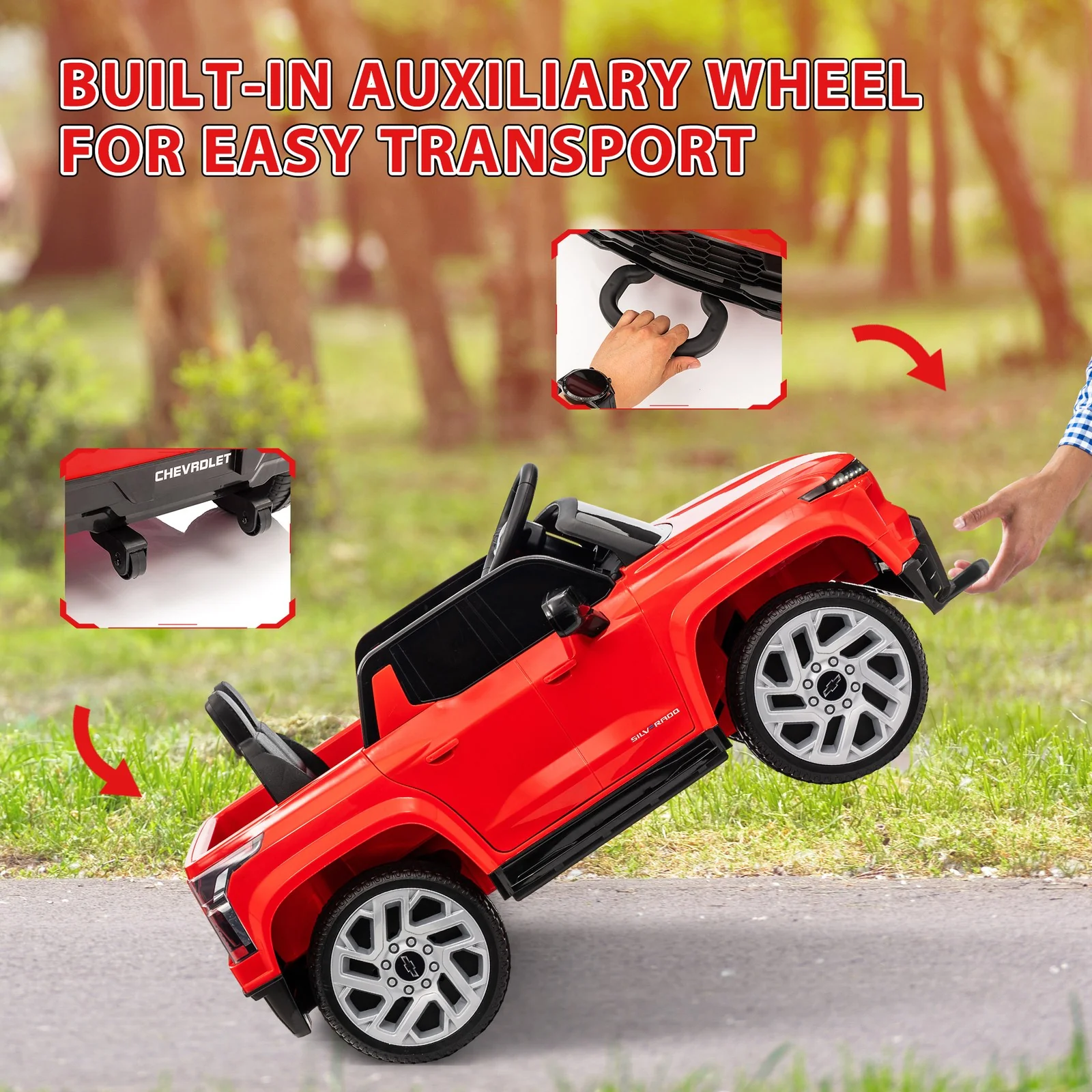 12V Licensed Chevrolet Silverado RST Kids Electric Ride-On Car Red - Image 8