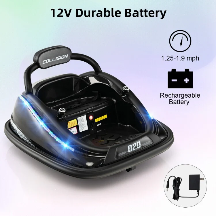 12V Kids Ride-On Bumper Car with Remote Control and 360-Degree Spin - Image 7
