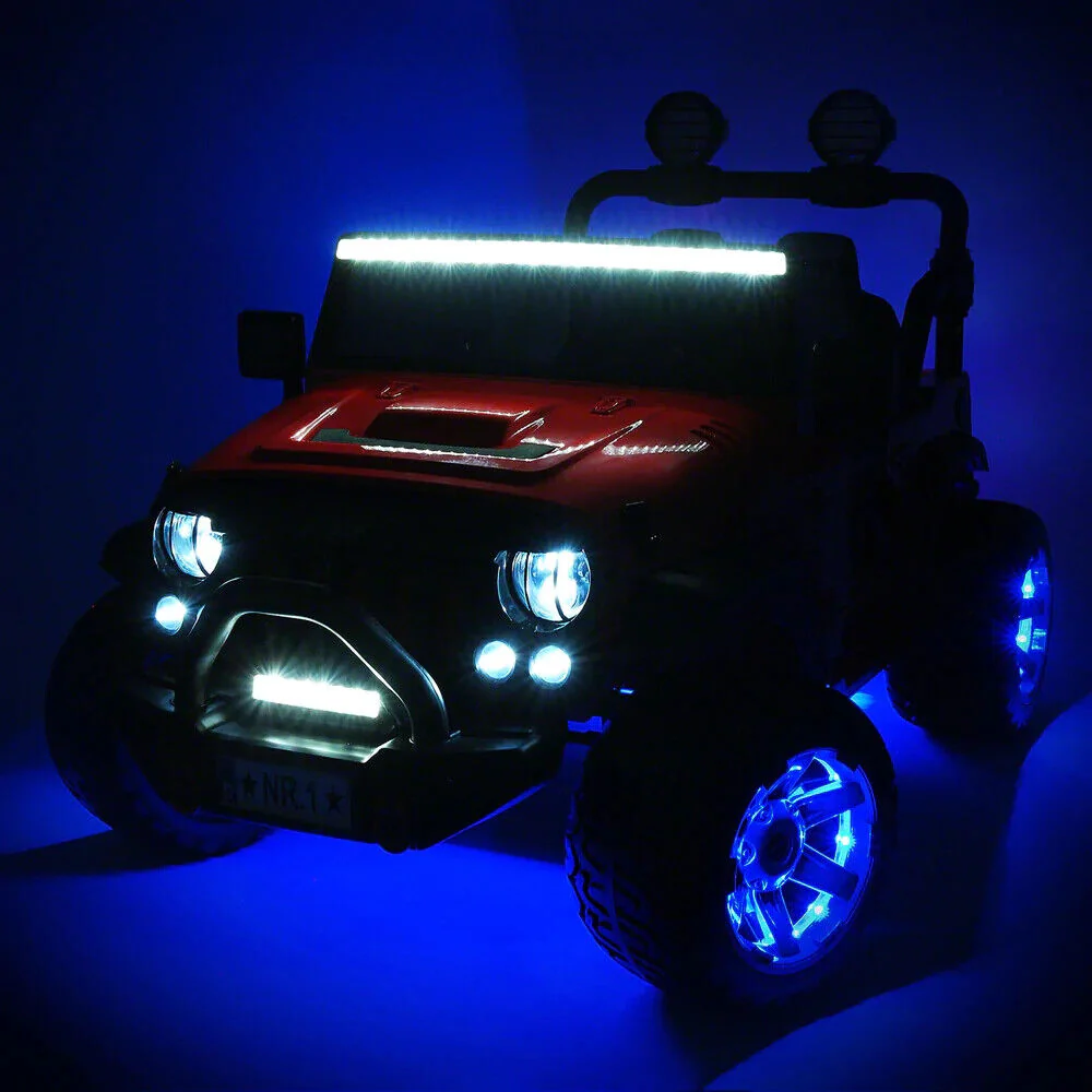 12V CHILDREN'S RIDE-ON JEEP TRUCK CAR, DUAL POWERFUL MOTORS, TWO SEAT CAPACITY, HIGH-GRIP TYRES, LED LIGHTS & REMOTE CONTROL - Image 14
