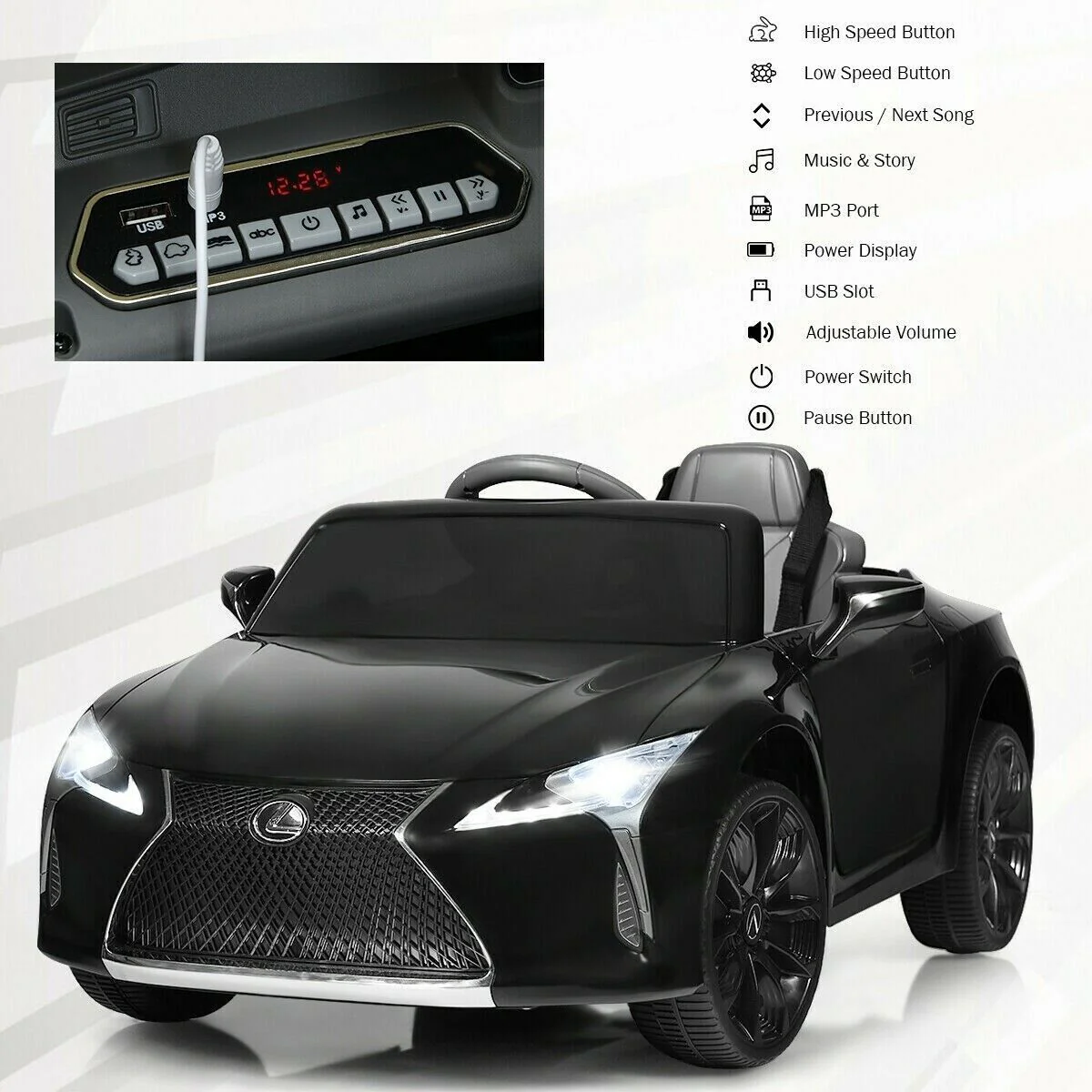 12V Children's Ride-On Lexus LC500 Licensed Remote Control Electric Car - Image 6