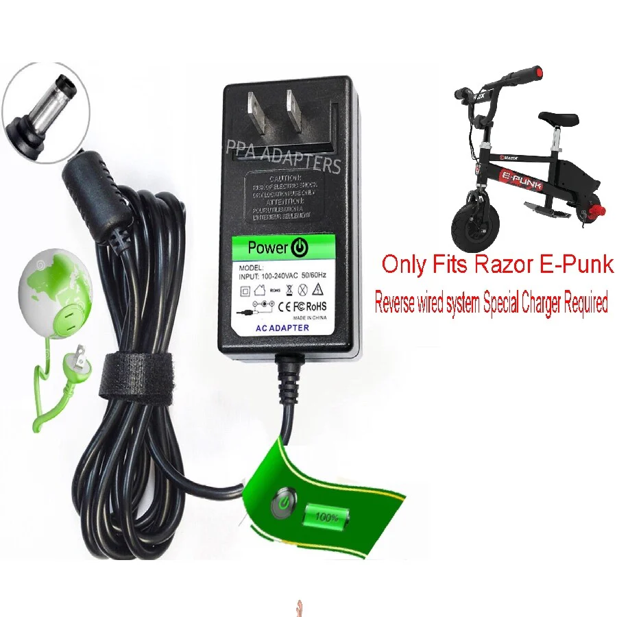 12V Circle Charger with Auto Shut-Off for Razor E-Punk Scooter and Electric Bike - Image 2