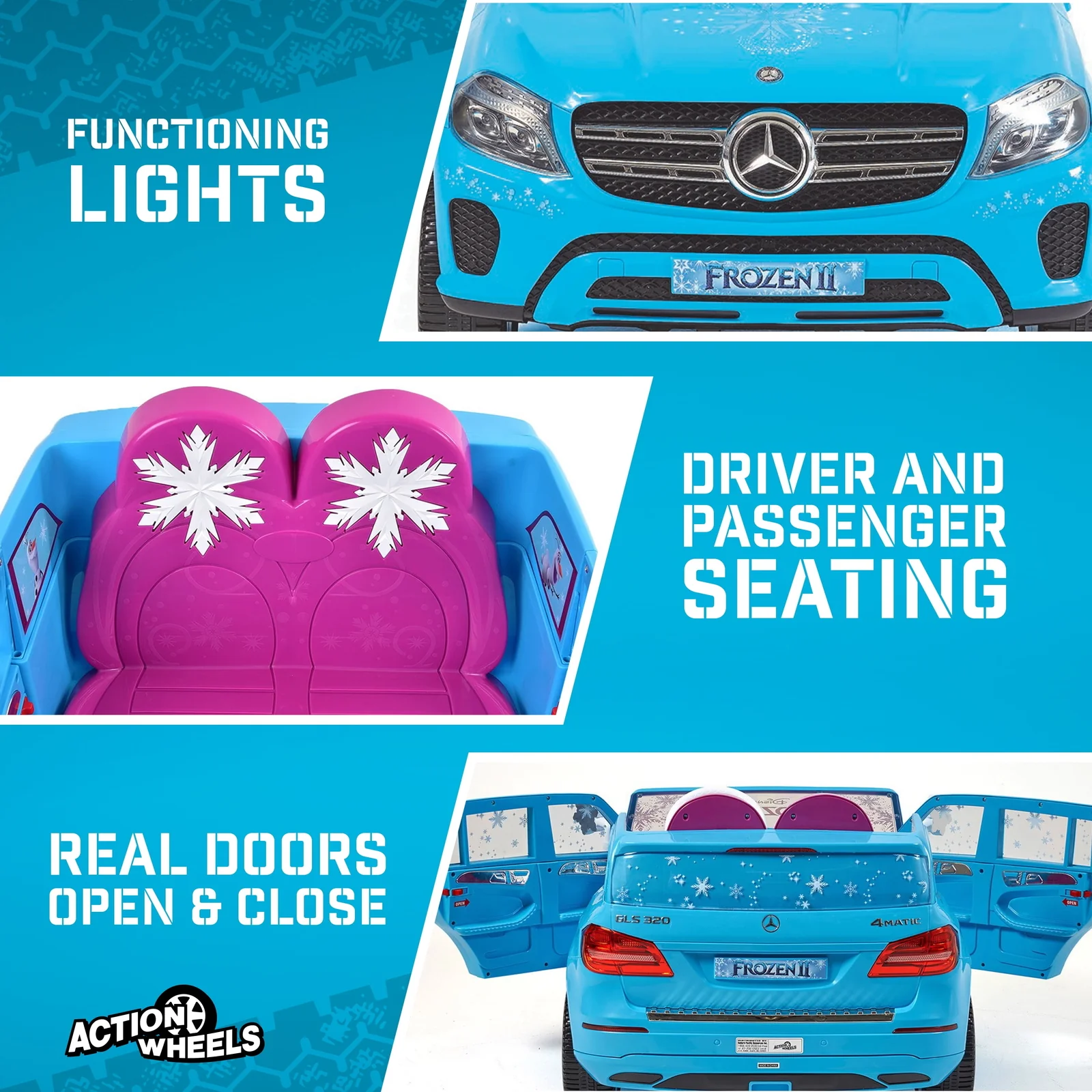 12V Disney Frozen Mercedes GLS 320 Electric Ride-On Car for Girls Ages 3+ with 5 MPH Speed - Image 3
