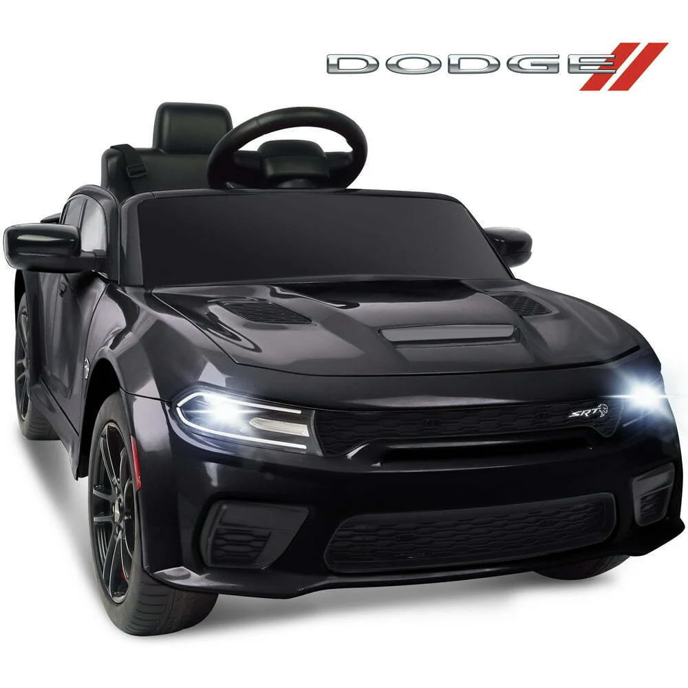 12V Dodge Charger SRT Hellcat Ride-On Toy with Remote Control, MP3, and LED Lights for Kids - Image 3