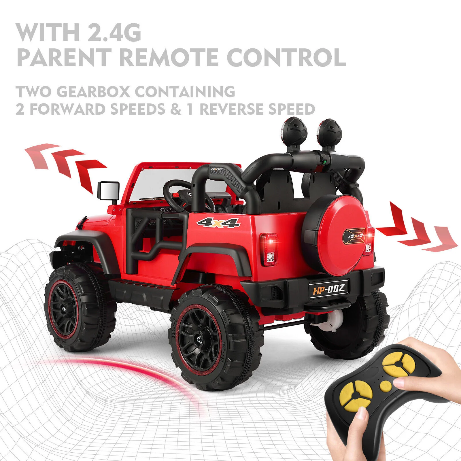 12V Double-Seater Electric Ride-On Truck for Kids with MP3, LED Lights, Cover, and Remote Control - Image 9