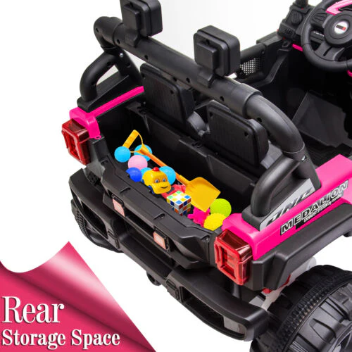 12V Dual Drive Off-Road Vehicle with 2.4G Remote Control in Rose Red - Image 5