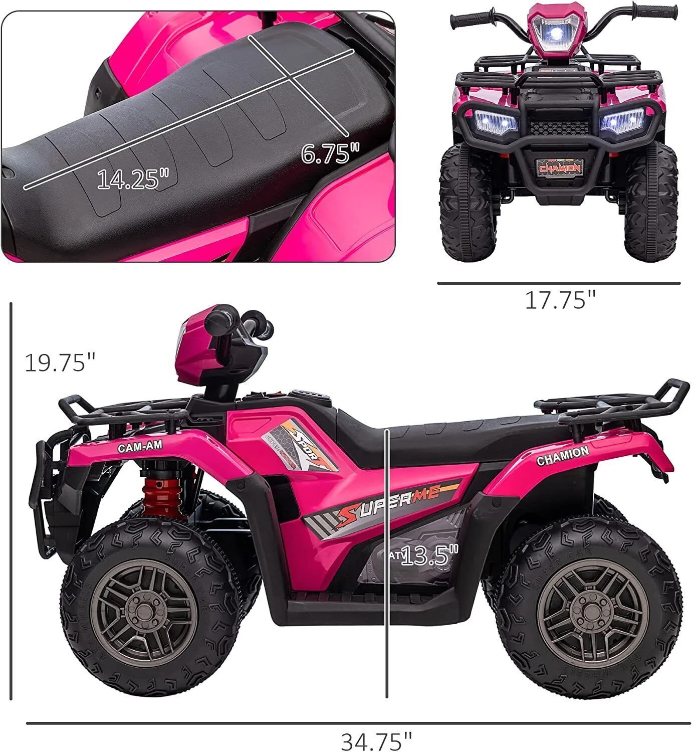 12V Electric ATV Quad for Kids Ages 3-6 in Sleek Black Design - Image 23
