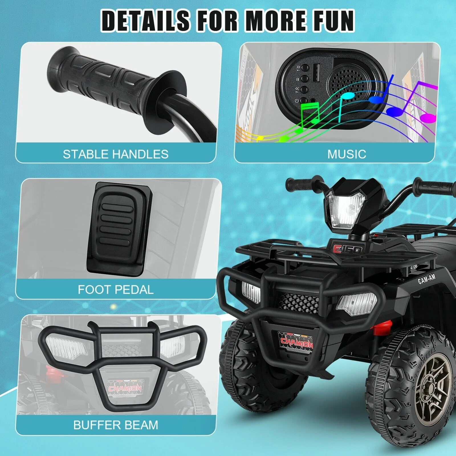 12V Electric ATV Ride-On Toy Car with USB/MP3 for Kids Ages 3-6 - Image 38