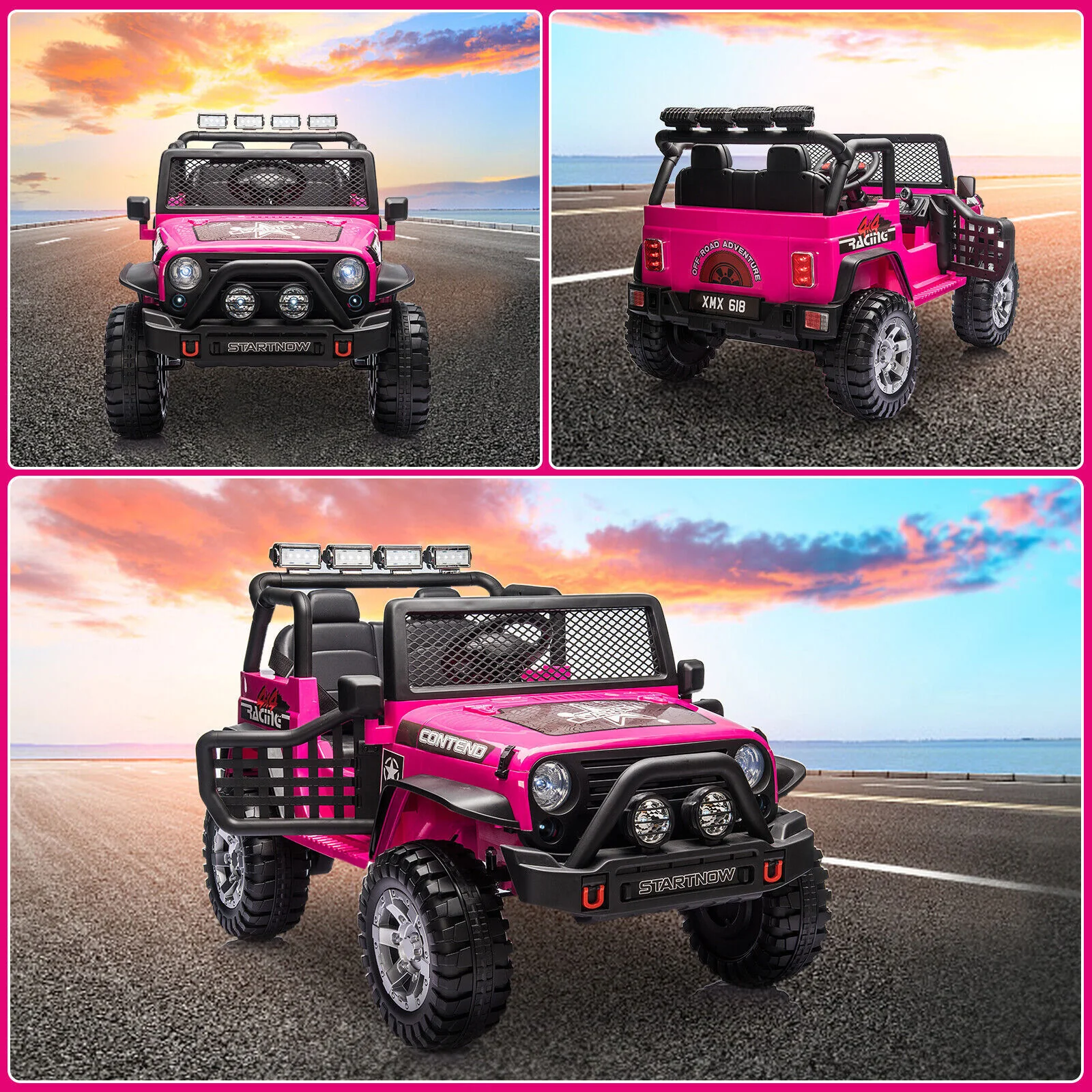 12V Electric Battery-Powered Kids Ride-On Jeep Toy with Bluetooth and Remote Control Pink - Image 5